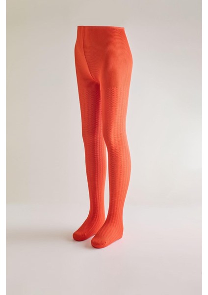 Kız Çocuk 20 Denye Örgü Desenli Külotlu Çorap Kırmızı modelleri