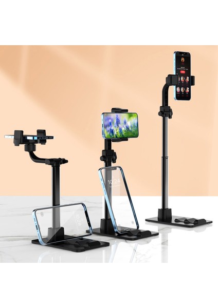 CCT13 360 Derece Dönen Kelepçeli Geri Çekilebilir Telefon Tutucu Kaymaz Metal Tabletler Canlı Akış Için Stand Tabanı (Yurt Dışından) fiyatları