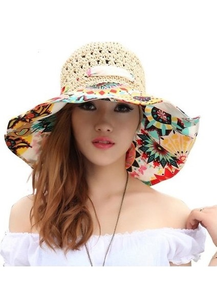 Büyük Kenarlı Katlanabilir Şapka Uv Korumalı Yumuşak Şapka Kadın Güneş Şapkası (Yurt Dışından)