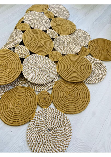 Jüt Hasır Görünümlü Desenli Modern El Örgüsü Dikdörtgen Halı Kilim indirimleri