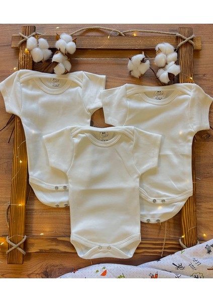 3ü Çıtçıtlı Organik Pamuk Bebek Zıbını