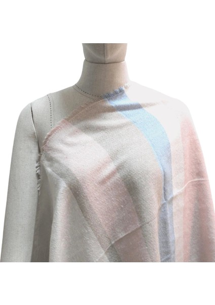 Yumuşak Dokulu Karma Çizgili Bebe Mavi Pembe Kalın Omuz Şalı