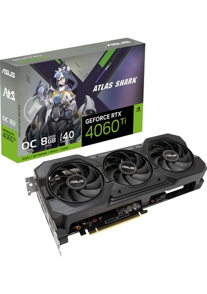 Atlas SHARK-ATS-RTX4060TI-O8G-V2-GAMING-NVIDIA-GEFORCE-RTX 4060 Tı-8g-8gb GDDR6-128BIT-2610MHZ-OC-HDMI-3XDP-DLSS3 Ekran Kartı