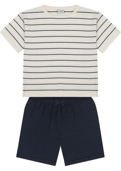 Lacivert Çizgili Triko Şortlu Set fiyatları