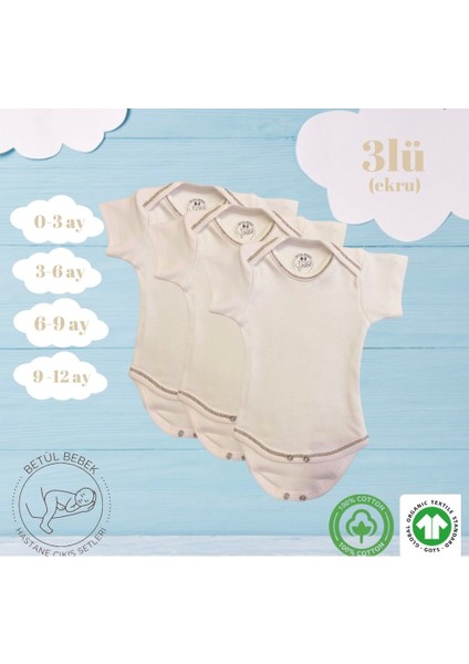 3lü Çıtçıtlı Organik Pamuk Bebek Zıbını modelleri