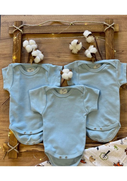 3lü Çıtçıtlı Organik Pamuk Bebek Zıbını