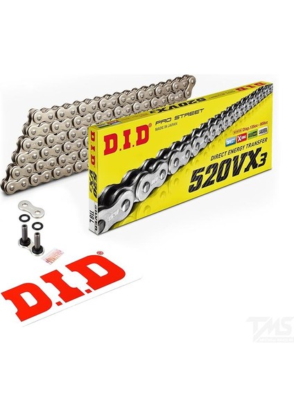 520-106VX3 2023-2024 Cfmoto 450SR Uyumlu Zincir Vx3 Xring Silver (Gümüş) Renk