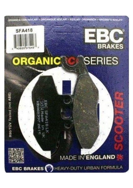 SFA418 2018-2019 Piaggio Mp3 350 Uyumlu Arka Fren Balatası Organik Balata