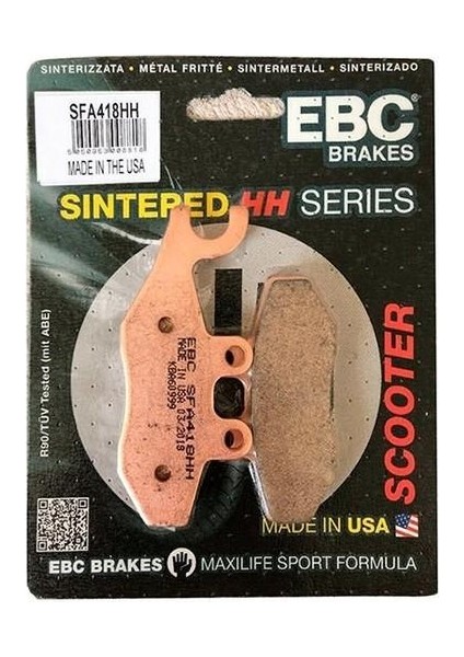 SFA418HH 2009-2010 Piaggio Mp3 500 Uyumlu Arka Fren Balatası Sinterli Balata