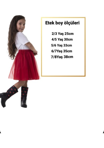 Kız Çocuk Kırmızı Etek 23 Nisan 29 Ekim Parti Gösteri Eteği Red Tutu Skirt