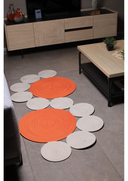 Jüt Hasır Görünümlü Desenli Modern El Örgüsü Sarmal Halı Kilim