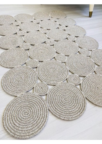 Jüt Hasır Görünümlü Desenli Modern El Örgüsü Dikdörtgen Halı Kilim fırsatları