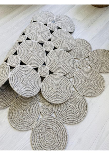 Jüt Hasır Görünümlü Desenli Modern El Örgüsü Dikdörtgen Halı Kilim indirimleri