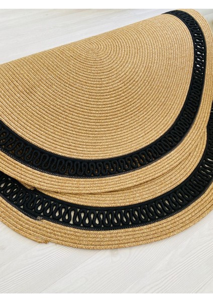 Jüt Hasır Görünümlü Desenli Modern El Örgüsü Oval Halı Kilim