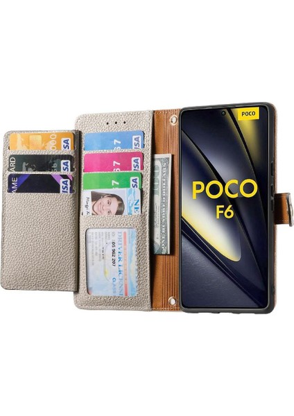 Xiaomi Poco F6 5g Darbeye Fermuar Cüzdan Aşk Deri Için Flip Case (Yurt Dışından)
