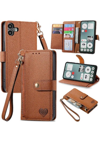 Nothing Flip Case Cmf Telefon 1 Cüzdan Fermuar Deri Kılıf Aşk (Yurt Dışından)