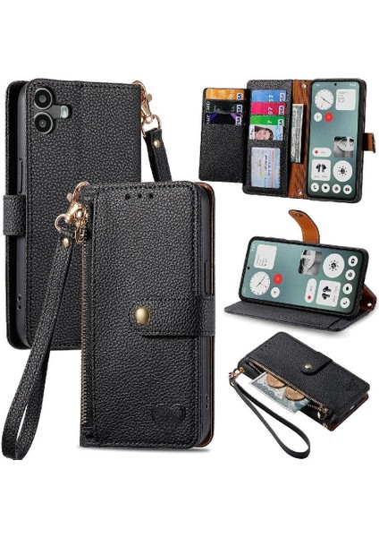 Nothing Flip Case Cmf Telefon 1 Cüzdan Fermuar Deri Kılıf Aşk (Yurt Dışından)