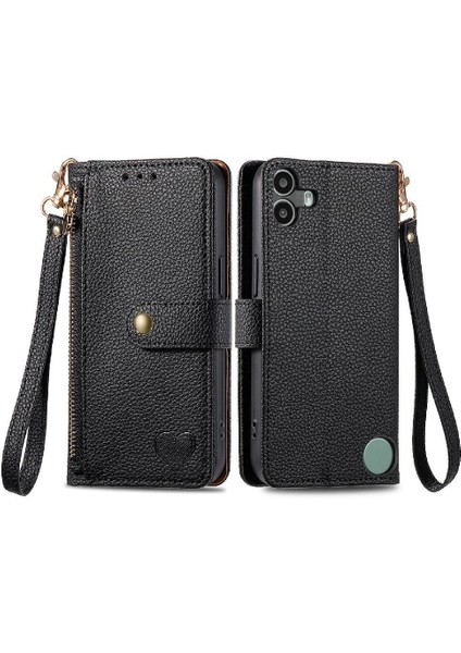 Nothing Flip Case Cmf Telefon 1 Cüzdan Fermuar Deri Kılıf Aşk (Yurt Dışından)