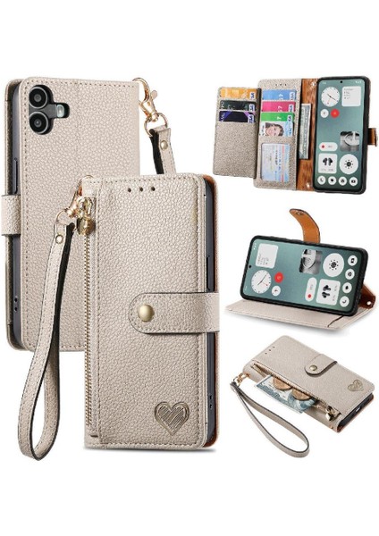 Nothing Flip Case Cmf Telefon 1 Cüzdan Fermuar Deri Kılıf Aşk (Yurt Dışından)