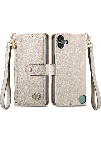 Nothing Flip Case Cmf Telefon 1 Cüzdan Fermuar Deri Kılıf Aşk (Yurt Dışından)