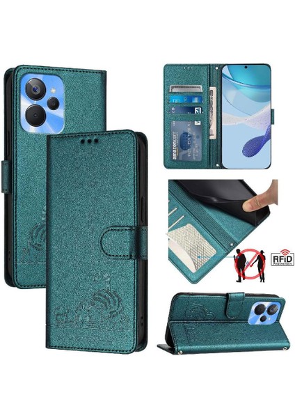 Realme 9i 5g Için Kılıf Cüzdan Kapak Çevirin Kedi Rfıd Kart Yuvası Tutucu Kickstand (Yurt Dışından) indirimleri