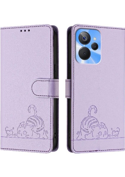 Realme 9i 5g Için Kılıf Cüzdan Kapak Çevirin Kedi Rfıd Kart Yuvası Tutucu Kickstand (Yurt Dışından)