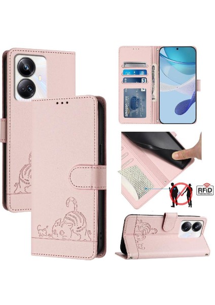 Realme 10 Pro Artı 5g Kart Yuvası Tutucu Için Kickstand Cüzdan Flip Kedi (Yurt Dışından)