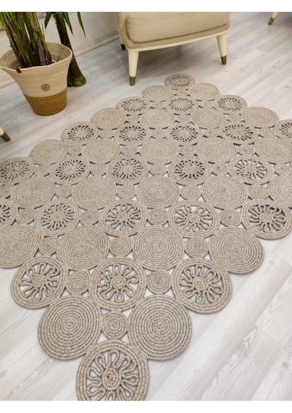 Jüt Hasır Görünümlü Desenli Modern El Örgüsü Dikdörtgen Halı Kilim modelleri