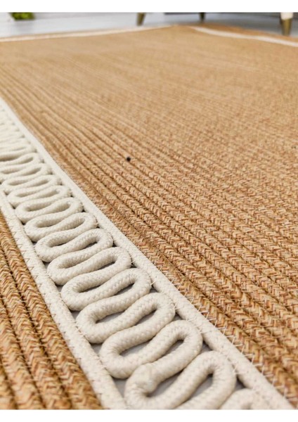 Jüt Hasır Görünümlü Desenli Modern El Örgüsü Dikdörtgen Halı Kilim fırsatları