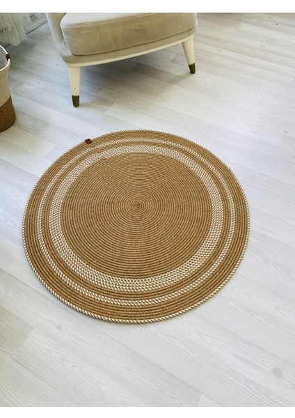 Jüt Hasır Görünümlü Desenli Modern El Örgüsü Daire Halı Kilim fiyatları