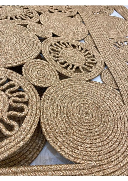 Jüt Hasır Görünümlü Desenli Modern El Örgüsü Dikdörtgen Halı Kilim modelleri