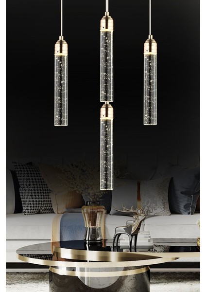 Tekno Trust Zaki 4 Lü Gold Kaplama 3 Renkli 58 Watt Ledli Modern Tasarım Oturma Odası,genç Odası,yatak Odası,sa