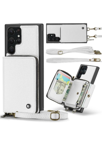 Samsung Galaxy S23 Ultra Çift Kayış Şık ve Fonksiyonel Rfıd Için Kılıf (Yurt Dışından)