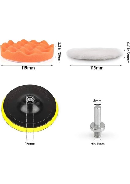 Pasta Cila Polisaj Süngeri Pedi Seti 115 mm Oto Parlatıcı 11 Parça