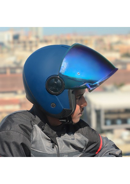 Classy Mat Navy Mavi Kask Gökkuşağı Cam modelleri