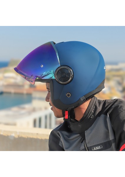 Classy Mat Navy Mavi Kask Gökkuşağı Cam fırsatları