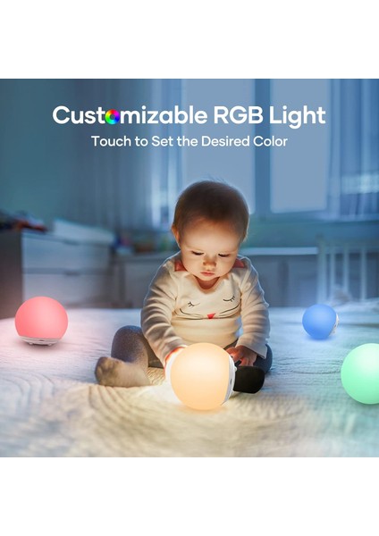 Çocuk Gece Lambası, USB Şarj Edilebilir Lamba Rgb, Dokunmatik