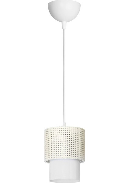 Beyaz Sarkıt Avize, Modern ve Şık, 38x79 cm, Kumaş Materyal, Tekli Lamba