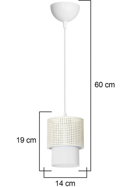 Beyaz Sarkıt Avize, Modern ve Şık, 38x79 cm, Kumaş Materyal, Tekli Lamba