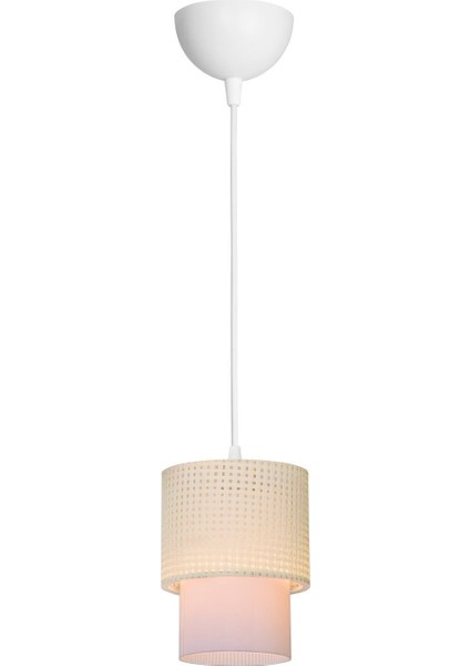 Beyaz Sarkıt Avize, Modern ve Şık, 38x79 cm, Kumaş Materyal, Tekli Lamba