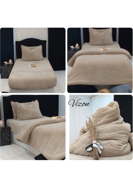 Welsoft Kumaş Tek Kişilik Çarşaf Takımı Düz Desen Vizon Rengi modelleri