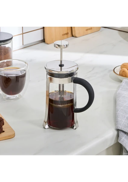 x Karaca Coffee Bean Kaşık Hediyeli Borosilikat Cam French Press Metalik 350 Ml