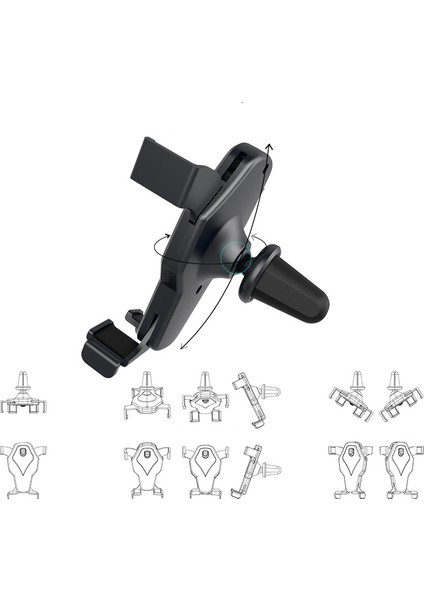 YC04 360 Derece Dönen Araba Hava Firar Dağı Geri Çekilebilir Kollar Cep Telefonu Tutucu Braketi - Altın (Yurt Dışından)