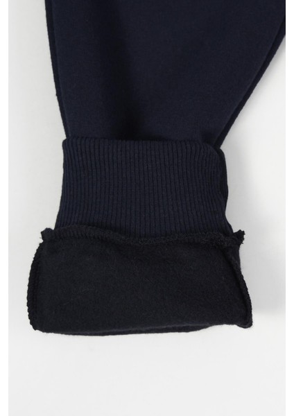 Lacivert Kalın Pamuklu Beli ve Paçası Lastikli Cepli 5-6-7-8-9-10-11-12 Yaş Erkek Çocuk Eşofman Altı