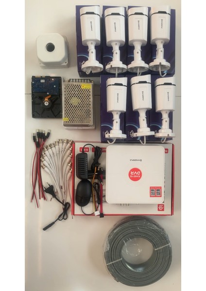 7'lı Kamera Seti - 5mp Sony Seculensli 1080P, 4 Warm Led,gece Renkli, Full Hd Ahd Güvenlik Kamerası Seti, Colorvu, V1 modelleri