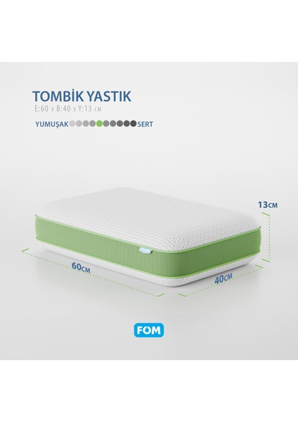 2'li Tombik Full Ortopedik Masaj Etkili Visco Yastık Kampanyası, Ortopedik, 60 X 40 X 13, Yeşil