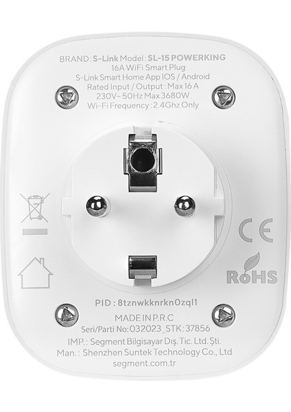 Sl-15 Powerking 16 Amper Wifi Tuya Destekli Akım Korumalı Enerji İzlemeli Akıllı Priz