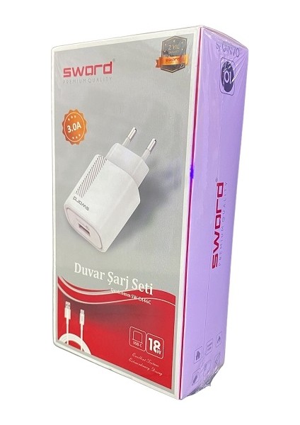 3.0 Type-C Şarj Seti Qualcomm SW-CA46C Beyaz QC18W