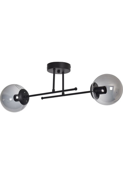 Modern tasarımlı siyah füme camlı 2'li avize, şık ve zarif aydınlatma seçeneği