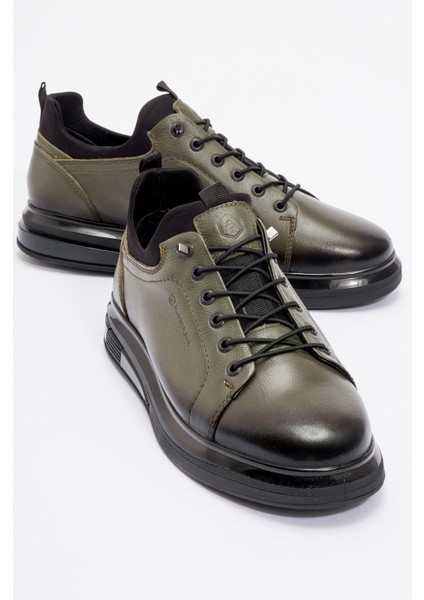 Erkek Surrey Kalın Taban Casual Ayakkabı Gerçek Deri Hj 24815M Haki fiyatları